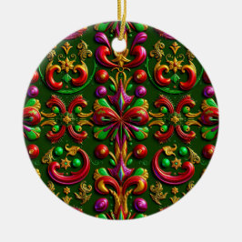 CHRISTMAS Lila Gold Green 3D Ribbons ~ Keramik Ornament