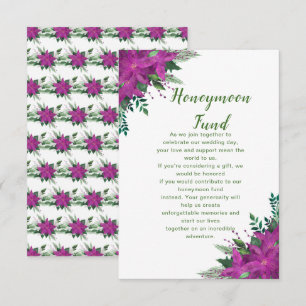 Christmas Lila Poinsettia Wedding Honeymoon Fund Begleitkarte
