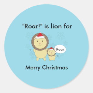 Christmas Lion Roar Snowflake Funny Personalisiere Runder Aufkleber