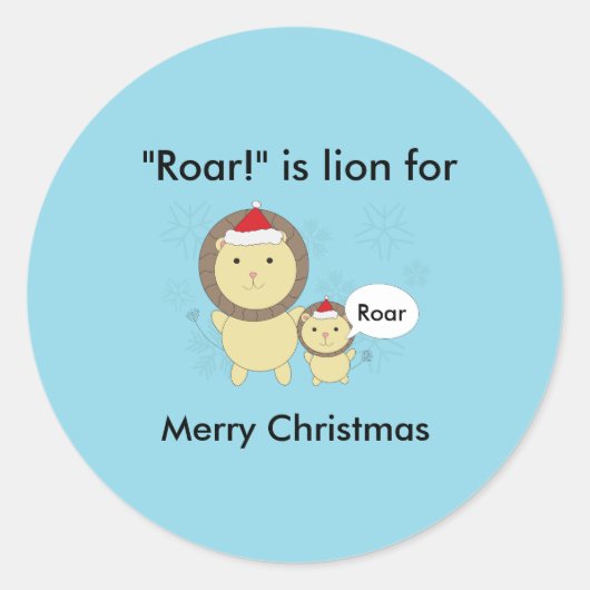 Christmas Lion Roar Snowflake Funny Personalisiere Runder Aufkleber (Vorderseite)