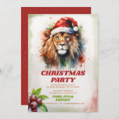 Christmas Lion Watercolor Einladung (Vorne/Hinten)