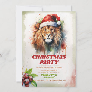 Christmas Lion Watercolor Einladung