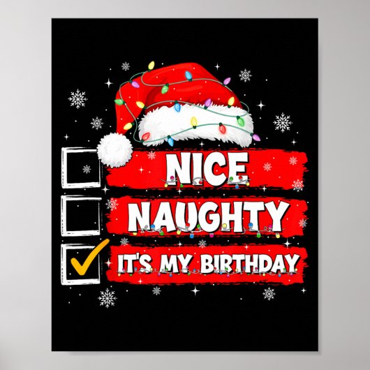 Christmas List Santa Claus Nice Naughty It's My Bi Poster (Vorne)