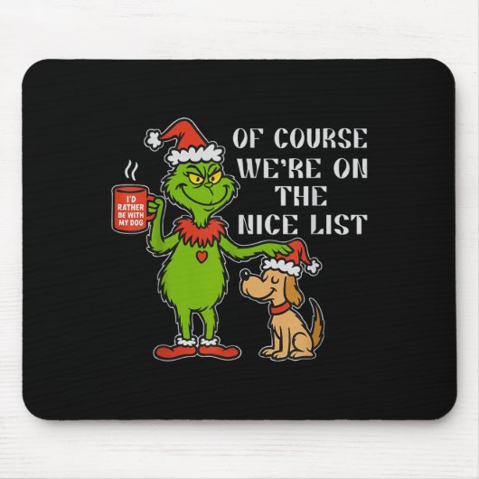 Christmas List Santa, Funny Nice List Gift For Dog Mousepad (Vorne)