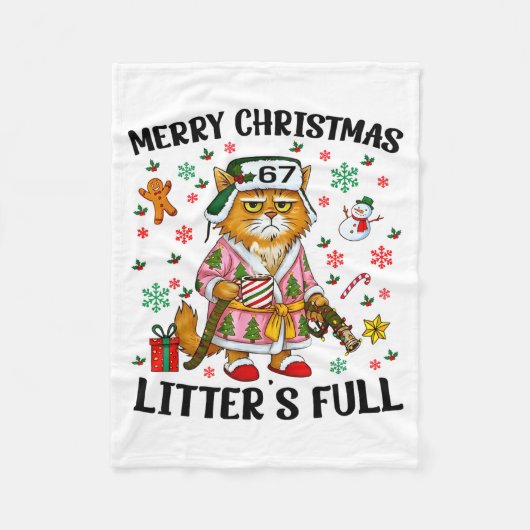 Christmas Litter’s Full 67 Xmas Funny Kitty Gift C Fleecedecke (Vorderseite)