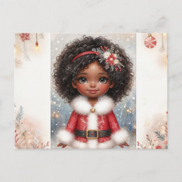 Christmas Little Girl In Santa Dress Holiday Postkarte