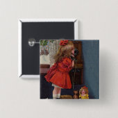 Christmas Little Girl Telefone Antique Button (Vorne & Hinten)