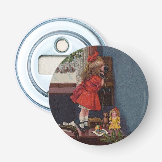Christmas Little Girl Telefone Antique Flaschenöffner (Vorderseite)