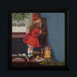 Christmas Little Girl Telefone Antique Geschenkbox<br><div class="desc">Dieses schöne Bild stammt aus einer antiken Weihnachtskarte,  die ein kleines Mädchen zeigt,  das ihren Weihnachtsanruf macht. Vintag und antik.</div>