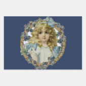 Christmas Little Girl Telefone Antique Geschenkpapier Set (Vorderseite 3)