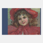 Christmas Little Girl Telefone Antique Geschenkpapier Set (Vorderseite 2)