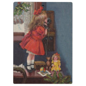Christmas Little Girl Telefone Antique Klemmbrett (Rückseite)