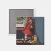 Christmas Little Girl Telefone Antique Magnet (Vorderseite/Rückseite)