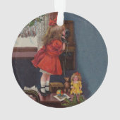 Christmas Little Girl Telefone Antique Ornament (Rückseite)