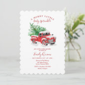 Christmas Little Red Truck Baby Sprinkle Einladung (Stehend Vorderseite)