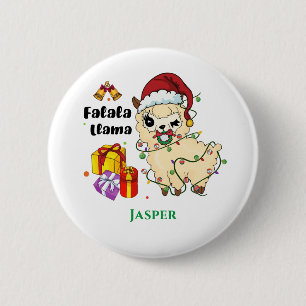 Christmas Llama Button