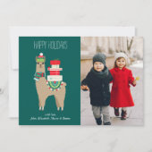 Christmas Llama Custom Foto Feiertagskarte (Vorderseite)