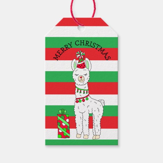 Christmas Llama Fa La Niedliche Festlichkeit Geschenkanhänger (Vorderseite)