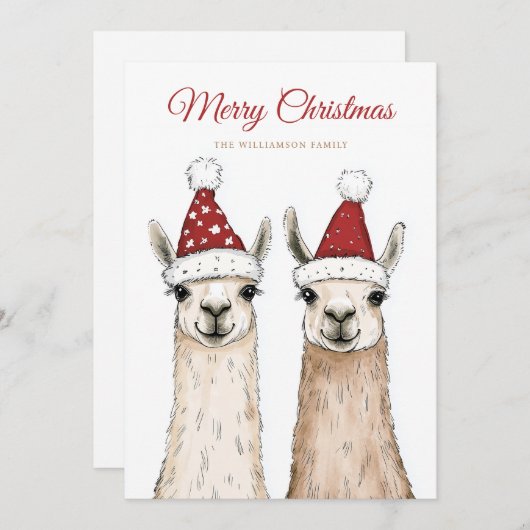 Christmas Llama Feiertagskarte (Vorne/Hinten)