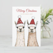 Christmas Llama Feiertagskarte (Stehend Vorderseite)