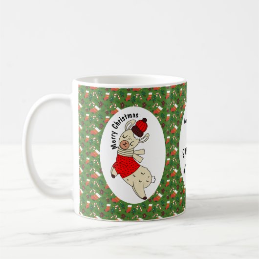 Christmas Llama Funny Pattern Personalisiert Kaffeetasse (Links)