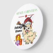 Christmas Llama Large Clock Große Wanduhr (Winkel)