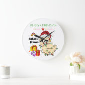 Christmas Llama Large Clock Große Wanduhr (Zuhause)