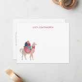 Christmas Llama Personalisiert Boho Tierwerk Mitteilungskarte (Vorderseite/Rückseite Beispiel)