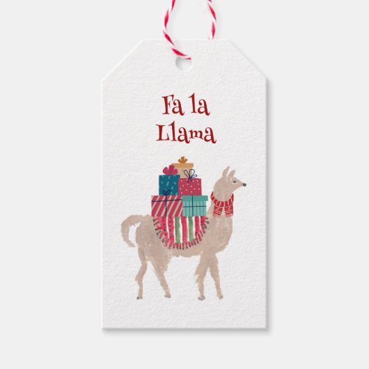 Christmas Llama Retro Hand-Illustrated Holiday  Geschenkanhänger (Vorderseite)