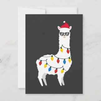 Christmas Llama Santa Hat Sunglasses Alpaca Funny  Einladung