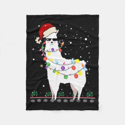 Christmas Llama Santa Hat Ugly Xmas Tree Alpaca Gi Fleecedecke (Vorderseite)