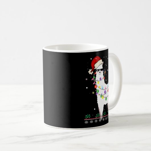 Christmas Llama Santa Hat Ugly Xmas Tree Alpaca Gi Kaffeetasse (VorderseiteRechts)