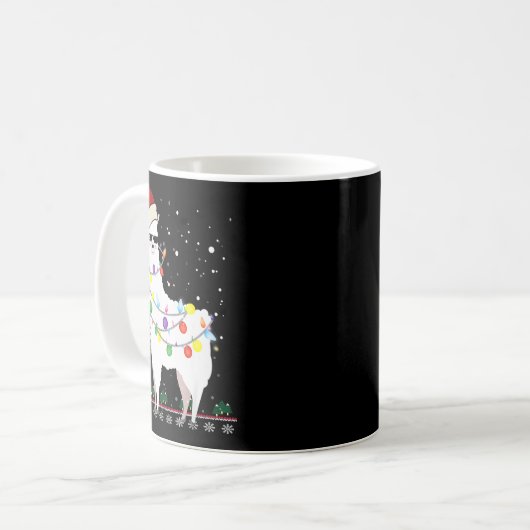 Christmas Llama Santa Hat Ugly Xmas Tree Alpaca Gi Kaffeetasse (Vorderseite Links)