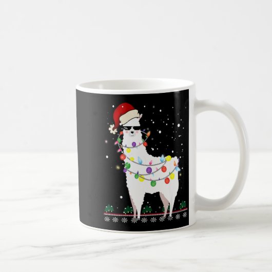 Christmas Llama Santa Hat Ugly Xmas Tree Alpaca Gi Kaffeetasse (Rechts)