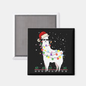 Christmas Llama Santa Hat Ugly Xmas Tree Alpaca Gi Magnet (Vorderseite/Rückseite)