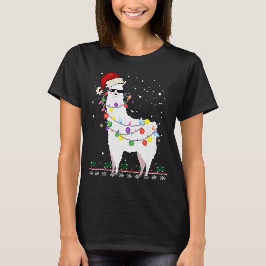 Christmas Llama Santa Hat Ugly Xmas Tree Alpaca Gi T-Shirt (Vorderseite)