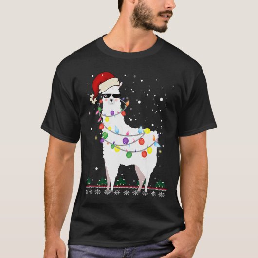 Christmas Llama Santa Hat Ugly Xmas Tree Alpaca Gi T-Shirt (Vorderseite)