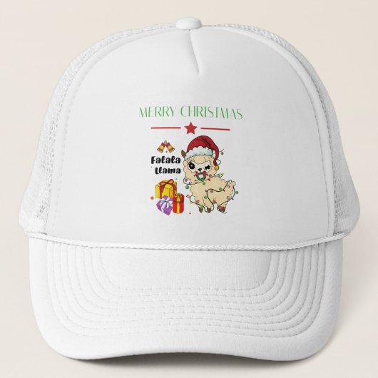 Christmas Llama Trucker Hat Truckerkappe (Vorderseite)