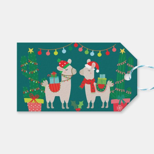 Christmas Llamas Geschenkanhänger (Vorderseite (Horizontal))