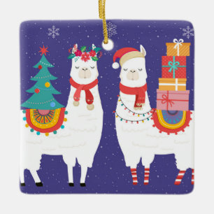 Christmas Llamas Keramikornament