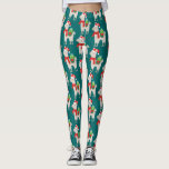 Christmas Llamas Leggings<br><div class="desc">Diese Weihnachtsschals-Leggings tragen rote Schals und roten Hut und tragen Geschenke auf ihrem Rücken.</div>