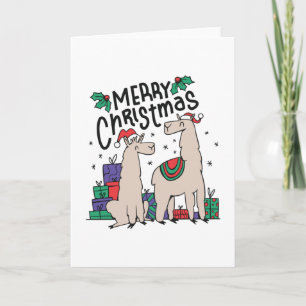 CHRISTMAS LLAMAS MIT HATTEN KARTE
