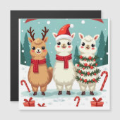 Christmas Llamas Parade Magnetkarte (Vorne/Hinten)
