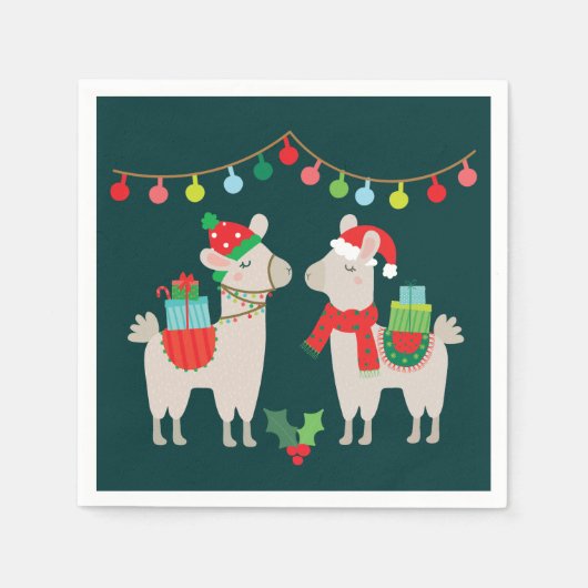 Christmas Llamas Serviette (Vorderseite)
