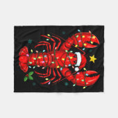 Christmas Lobster With Santa Hat Funny Holiday Fleecedecke (Vorderseite (Horizontal))