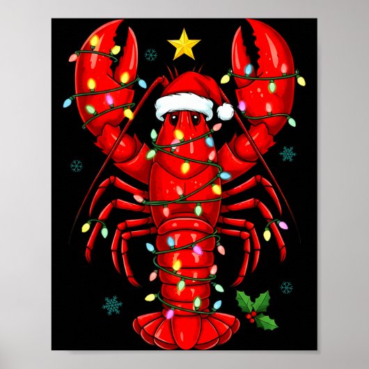 Christmas Lobster With Santa Hat Funny Holiday  Poster (Vorne)