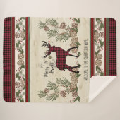 Christmas Lodge Merry Bright Deer Buffalo Kariert Sherpadecke (Vorderseite (Horizontal))
