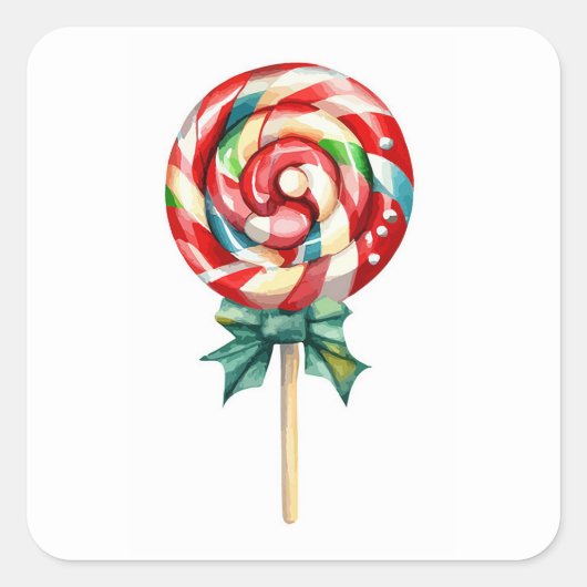 Christmas Lollipop Quadratischer Aufkleber (Vorderseite)