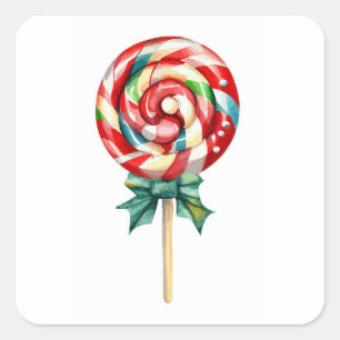 Christmas Lollipop Quadratischer Aufkleber