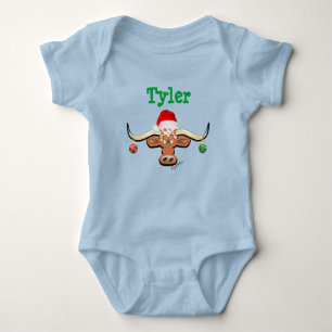 Christmas Longhorn Steer Baby Strampler